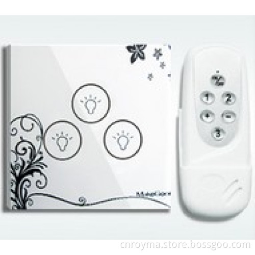 wireless remote control touch switch &light switch 3 gang with crystal tempered glass switch